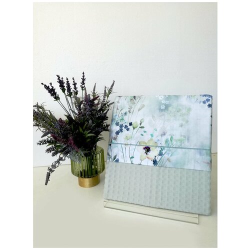 Вафельное покрывало пике с вышивкой Polina Tivolyo (бирюзовый), 160x220