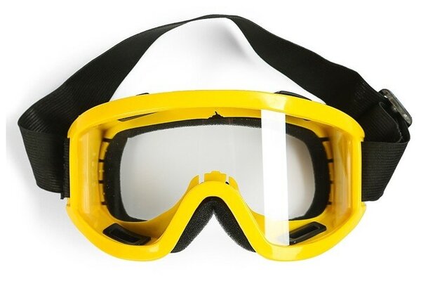 Очки-маска для езды на мототехнике, стекло прозрачное, цвет желтый