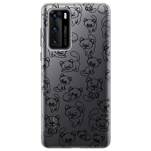 Ультратонкий силиконовый чехол-накладка для Huawei P40 с 3D принтом Cute Kitties ультратонкий силиконовый чехол накладка clearview 3d для huawei y6p с принтом cute kitties