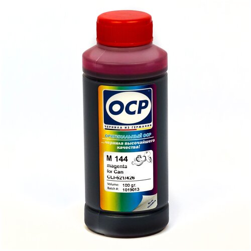 Чернила OCP M144 пурпурные водорастворимые для картриджей Canon PIXMA: CLI-521M и CLI-426M magenta 100мл. чернила для canon pixma mg6140 mg6240 mg8140 mg8240 для заправки картриджей pgi 425 cli 426 inktec dctec пигментные водные 6 цветов