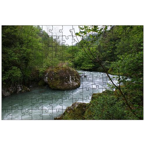 фото Магнитный пазл 27x18см."грузия, река, кинтриши" на холодильник lotsprints