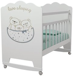Кровать детская Love Sleeping (фигур. спин колесо-качалка ) белый