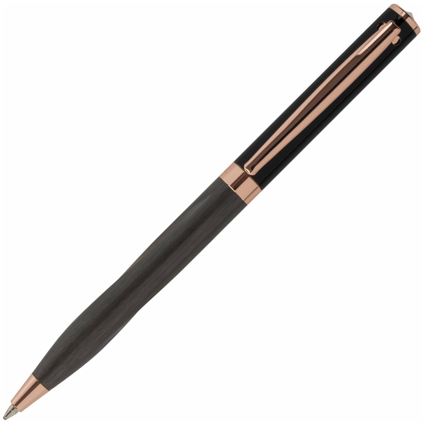 Ручка подарочная шариковая GALANT «FACTURA», корпус черный/ оружейный металл, детали розовое золото, узел 0,7 мм, синяя, 143513