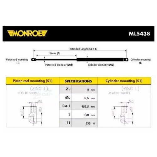 MONROE ML5438 газовая пружина капота