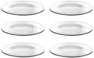 Набор тарелок плоских из прозрачного стекла, 19.5 см, круглых, 6 шт