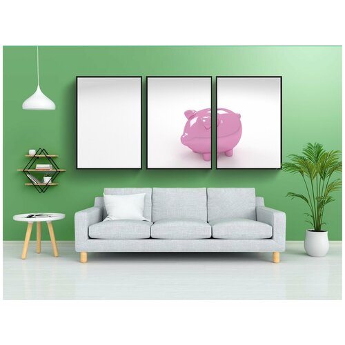 фото Набор модулных постеров для интерьера "свинья, банк, 3d" 60x90 см. в тубусе, без рамки lotsprints