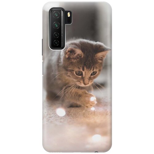 фото Ультратонкий силиконовый чехол-накладка для huawei nova 7 se / honor 30s с принтом "котенок и свет" gosso