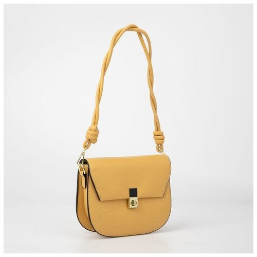 Сумка-мессенджер на клапане, длинный ремень, цвет жёлтый