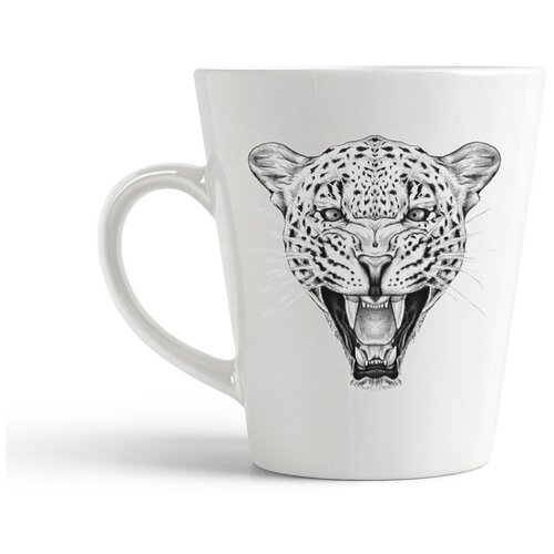 фото Кружка-латте coolpodarok леопард оскал чб