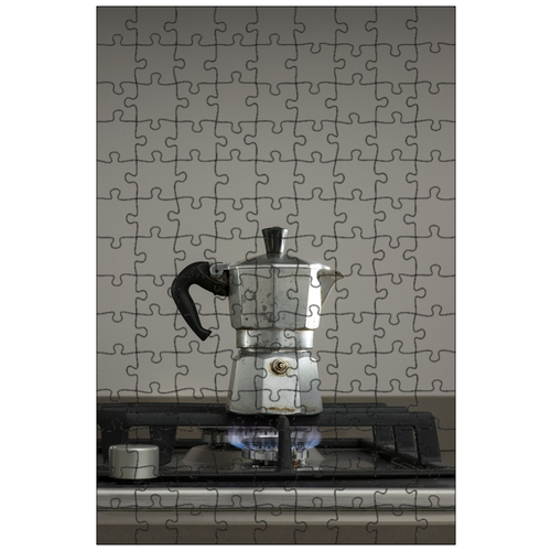фото Магнитный пазл 27x18см."кофе кофеварка, печь, пламя" на холодильник lotsprints