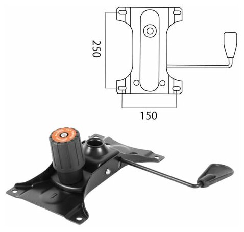 Механизм качания для кресла, Топ-ган, межцентровое расстояние крепежа 150х250мм, JW-G003, 531481