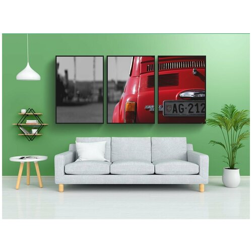 фото Набор модулных постеров для интерьера "фиат 500, машина, винтаж" 60x90 см. в тубусе, без рамки lotsprints