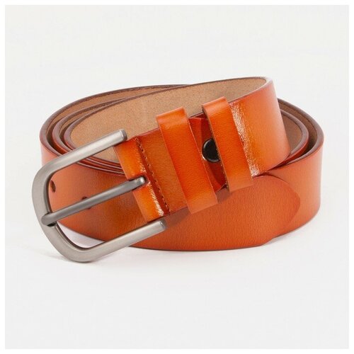 фото Ремень, ширина 3,5 см, винт, пряжка тёмный металл, цвет рыжий noname