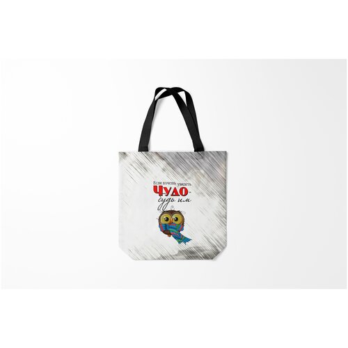 фото Сумка-шоппер / 40х40 см / птицы / совы чудо burnettie