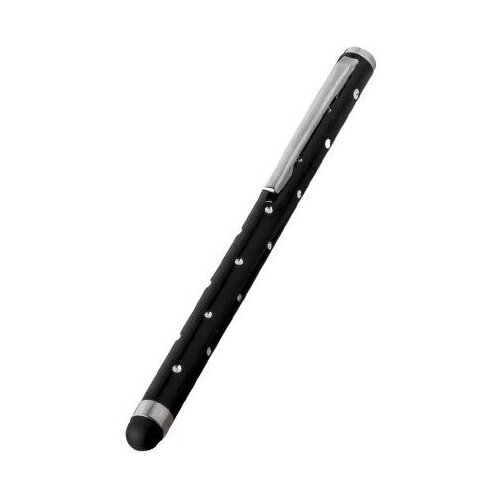 Стилус универсальный / для планшета / для телефона / со стразами черный / Ручка стилус с креплением / Сенсорная ручка для смартфона