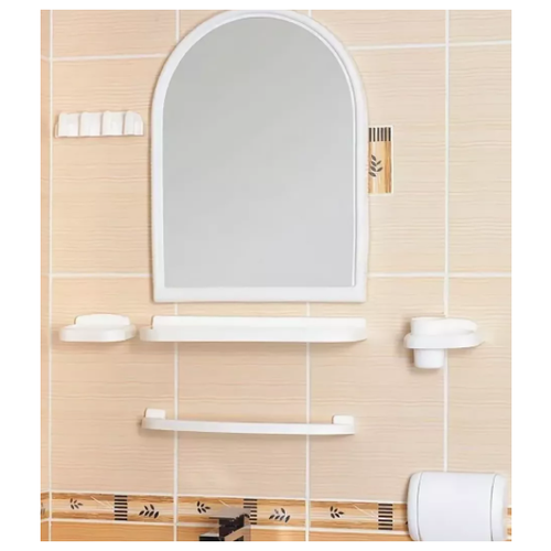 Зеркало 40*55 см с набором для ванной комнаты Европласт, цвет белый