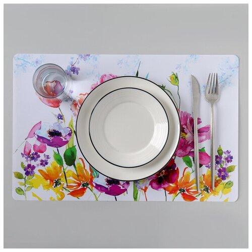 Салфетка сервировочная на стол «Цветы акварель», 42×27 см
