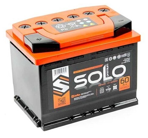Аккумулятор 6СТ-60 Solo Premium Прямая полярность 570A 242x175x190 SLEP603L