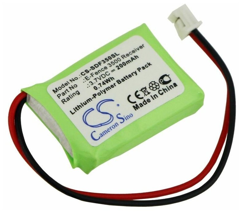 Аккумулятор CameronSino CS-SDF350SL для электронных ошейников Dogtra E-Fence 3500 Receiver, YS-300 Bark Collar