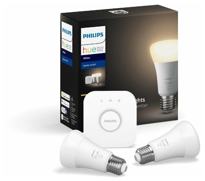 PHILIPS Hue Starter Kit E27 White 2шт + БУ (929001821619)