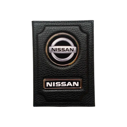 Обложка для автодокументов Nissan (Ниссан) кожаная флотер