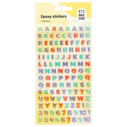 MESHU наклейки эпоксидные Alphabet, 5 шт. наклейки гелевые meshu alphabet 10x22см 122 наклейки инд уп европодвес 5 уп ms 43581