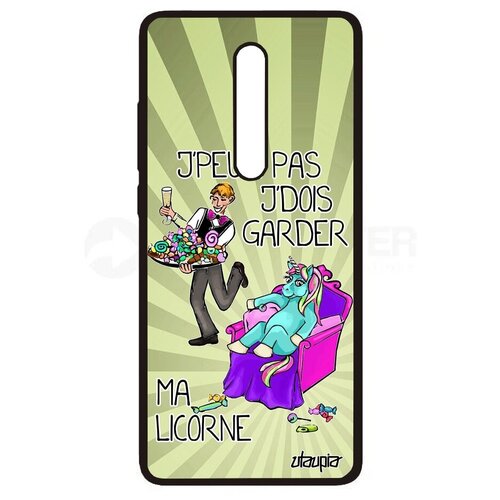 фото Защитный чехол на смартфон // xiaomi mi 9t pro // "не могу - сижу с единорогом!" повод рисунок, utaupia, светло-зеленый