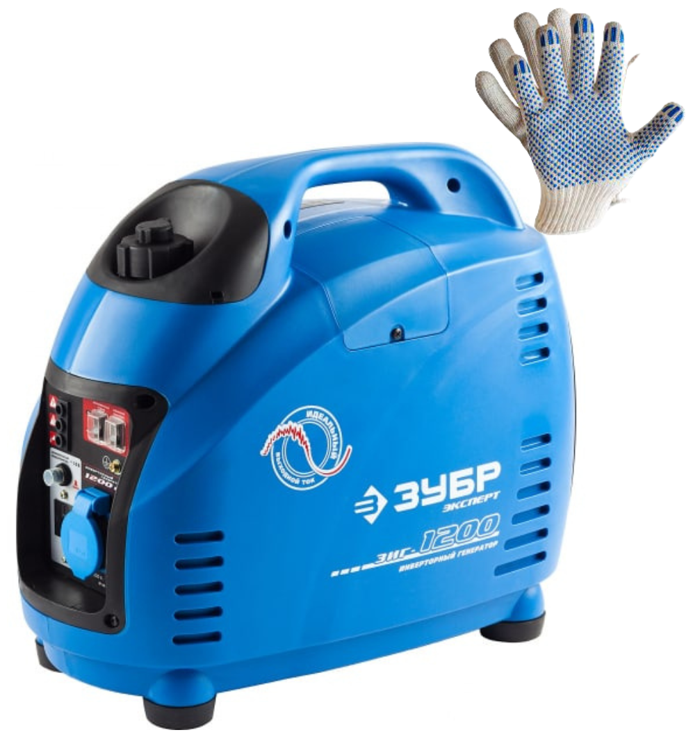 фото Генератор инверторный ЗУБР ЗИГ-1200 + рабочие перчатки