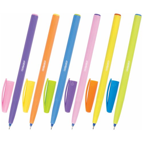 Набор ручек Ручка шариковая масляная пифагор, синяя, безопасный корпус узел 0,6 мм, линия письма 0,3 мм, 142685, 48 штук в упаковке