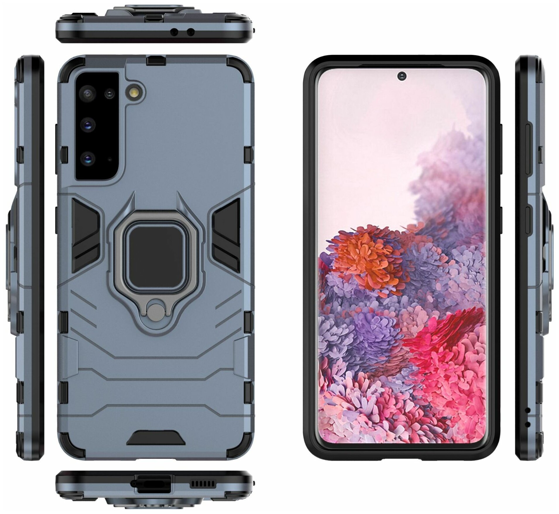 Чехол-бампер MyPads для Samsung Galaxy S21 (SM-G991) противоударный усиленный ударопрочный синий — фото 1
