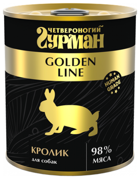 Четвероногий Гурман Golden Line консервы для собак с Кроликом 340 гр x 3 шт.