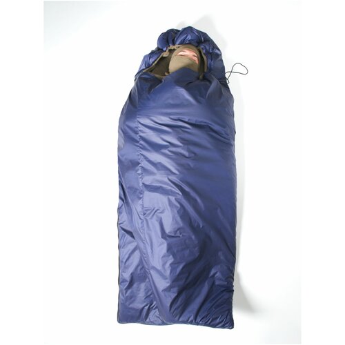фото Спальный мешок спальник-одеяло синий с бежевым флисом / спальник туристический нет бренда