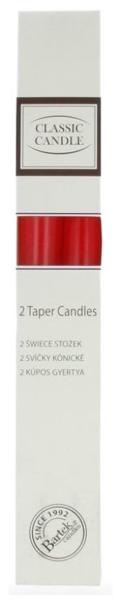 Свеча декоративная, 2.1х25 см, 2 шт, Barok винтовая красная Bartek candles