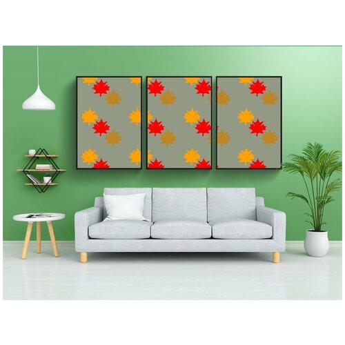 фото Набор модулных постеров для интерьера "осенние листья, осенние листья фон, благодарение" 60x90 см. в тубусе, без рамки lotsprints
