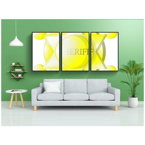 фото Набор модулных постеров для интерьера "шериф, значок, желтый" 60x90 см. в тубусе, без рамки lotsprints