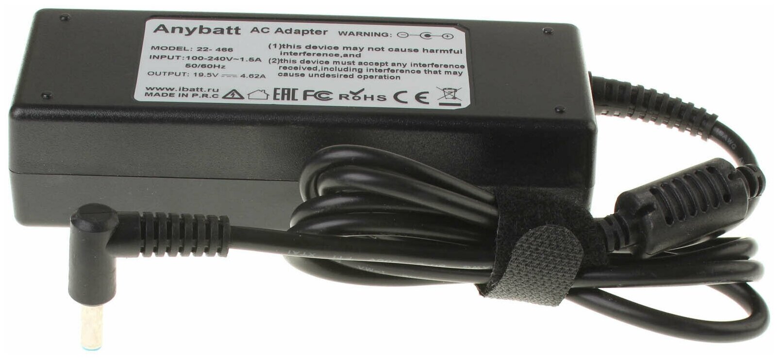 Блок питания Anybatt 22-U1-466 19,5V 4,62A, 90W, 4.5*3.0 mm, pin для HP-Compaq 250 G4, 15-r272ur, 15-g021sr, 15-r151nr, 15-g001sr, 350 G1, 15-Bc000ur, 15-r098sr, 15-g501nr, 15-Bf002ur, Pavilion 15-e011sr, 15-r083sr, 15-Bc023ur, 350 G2,