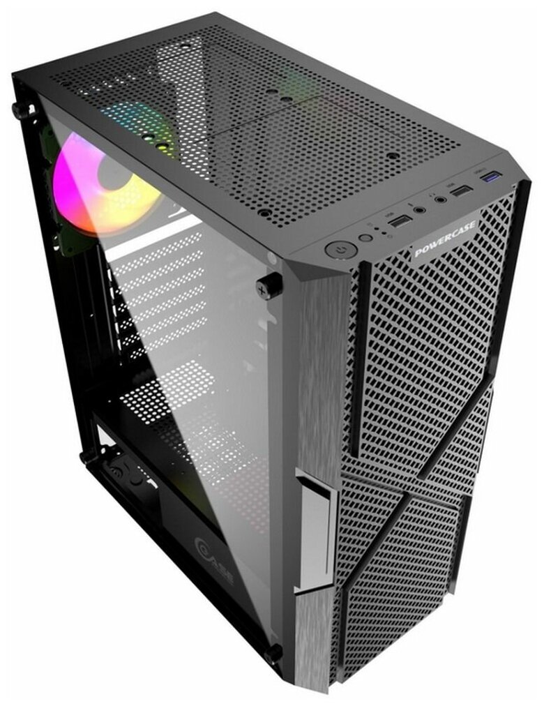 Powercase Mistral T4b, Tempered Glass, 4X 120MM 5-COLOR Fan, Чёрный, ATX (cmitb-l4) .
