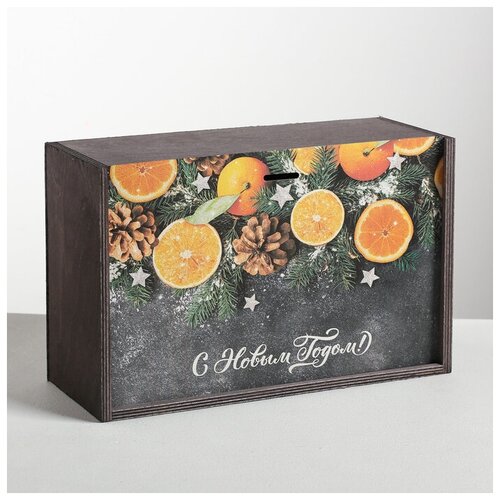 фото Ящик подарочный деревянный "мандариновое настроение", 20 x 30 x 12 см дарите счастье