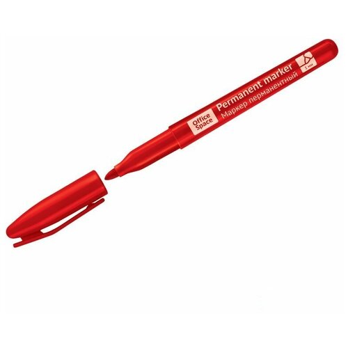 Маркер перманентный (нестираемый) OfficeSpace (1мм, круглый наконечник, красный) (269079) маркер строительный перманентный красный 12 шт 27052