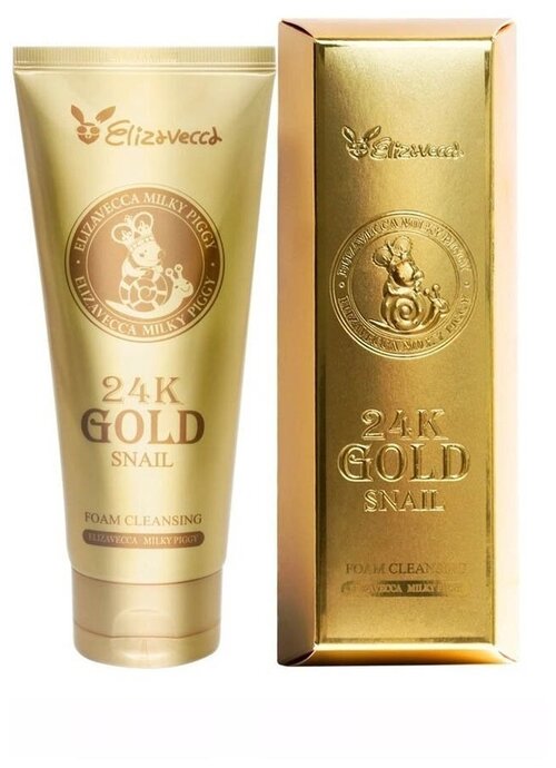 Пенка для умывания и снятия макияжа Elizavecca 24K Gold Snail Cleansing Foam с золотом и улиточным муцином