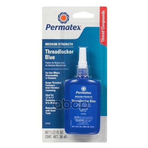 Фиксатор Резьбы Фиксатор Резьбы Средней Фиксации Permatex Medium Strength Threadlocker Blue Permatex арт. 24240
