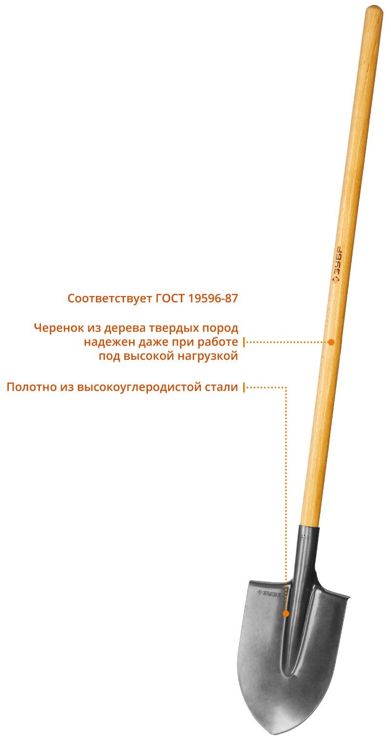 Лопата "фаворит" штыковая, деревянный черенок, ЗУБР Профессионал - фотография № 3