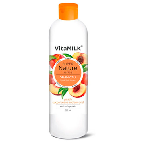 Шампунь для волос VITAMILK Super Nature (персик, зерна какао и миндаля), 500 мл шампунь vitamilk для волос персик зерна какао и миндаля серии super nature 500 мл