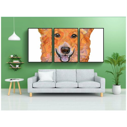 фото Набор модулных постеров для интерьера "цвет собаки, красная собака, собака" 60x90 см. в тубусе, без рамки lotsprints