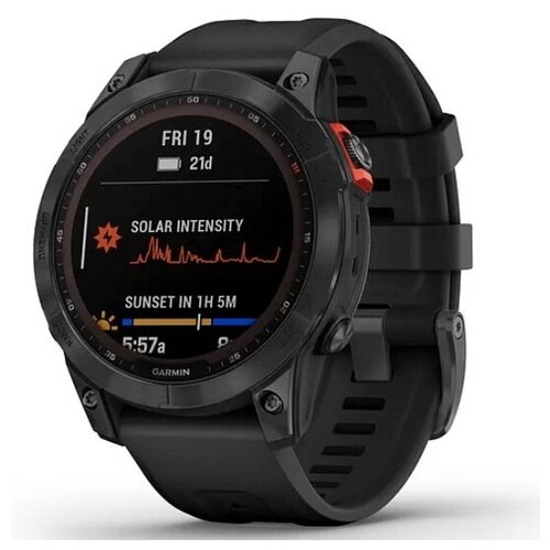 Умные часы Garmin Fenix 7 Solar серый с черным ремешком 6999000₽
