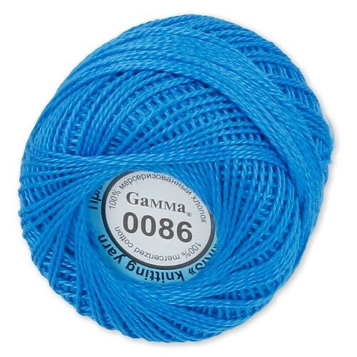 Пряжа Gamma Ирис 100 хлопок 10 г 82 м 3 м 0086 яр-синий 89₽