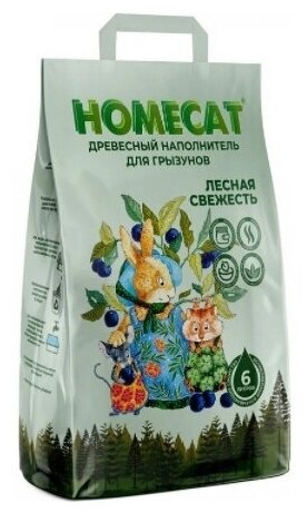 Наполнитель для грызунов HOMECAT древесный лесная свежесть 2 кг - фотография № 3