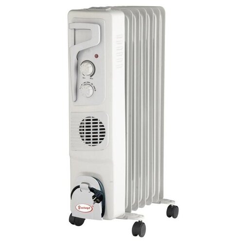 Масляный радиатор "Умница" ОМВ-7с-1,9кВт 7 секций с вентилятором, серый цвет.