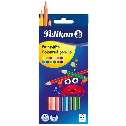 Карандаши цветные Pelikan шестигр., 12цв., толщина грифеля 3мм.