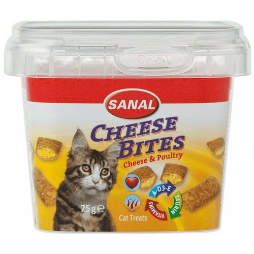 Лакомство для кошек и котят SANAL Cheese Bites с начинкой из сыра и птицы, 75 g